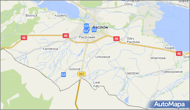 mapa Unikowice, Unikowice na mapie Targeo