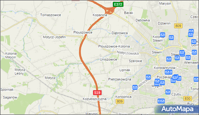 mapa Uniszowice, Uniszowice na mapie Targeo