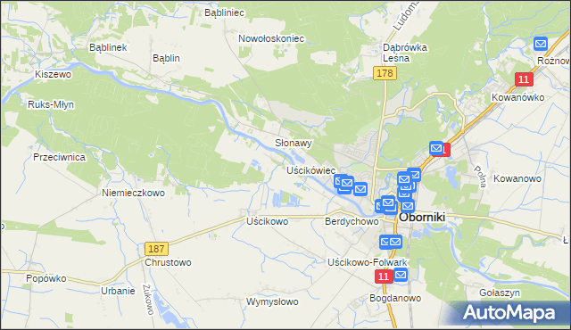 mapa Uścikówiec, Uścikówiec na mapie Targeo