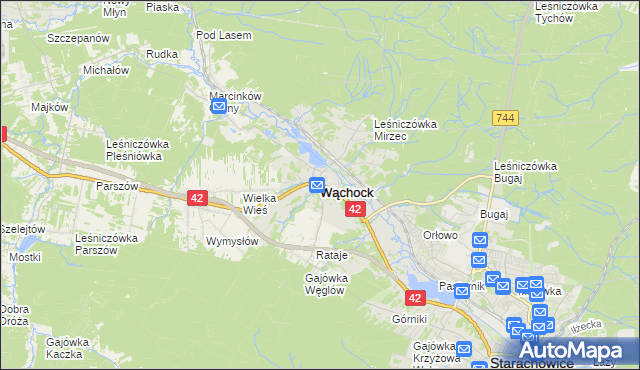 mapa Wąchock, Wąchock na mapie Targeo