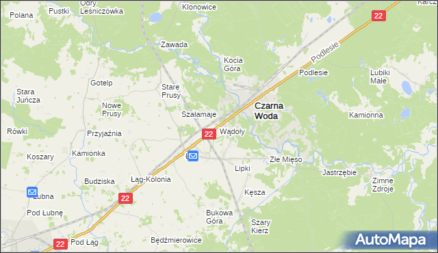 mapa Wądoły gmina Czersk, Wądoły gmina Czersk na mapie Targeo