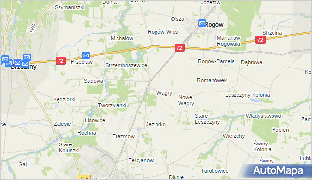 mapa Wągry, Wągry na mapie Targeo