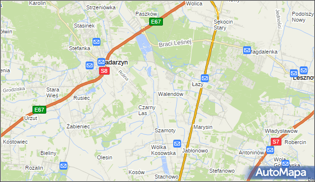 mapa Walendów, Walendów na mapie Targeo