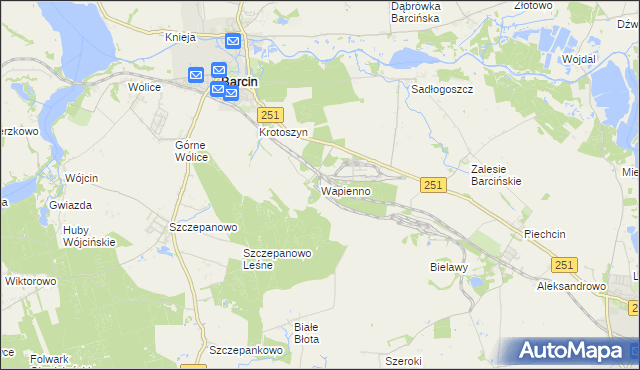 mapa Wapienno, Wapienno na mapie Targeo