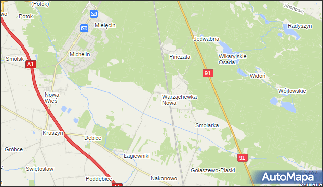 mapa Warząchewka Nowa, Warząchewka Nowa na mapie Targeo