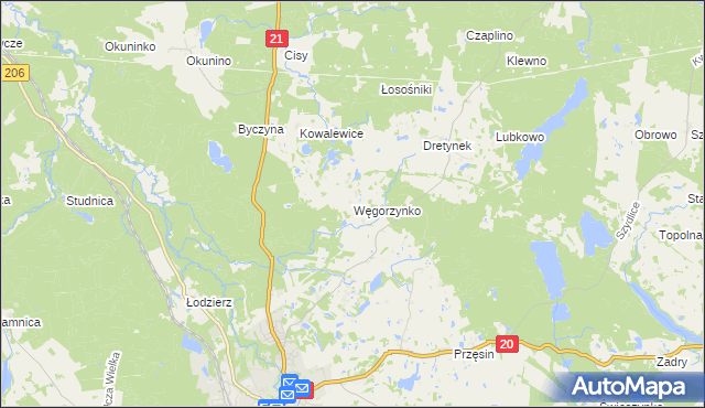 mapa Węgorzynko, Węgorzynko na mapie Targeo