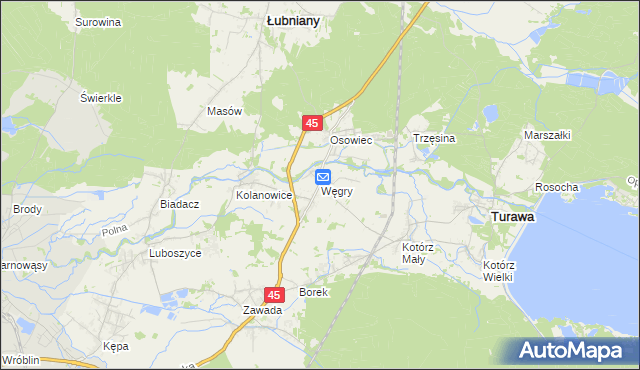 mapa Węgry gmina Turawa, Węgry gmina Turawa na mapie Targeo