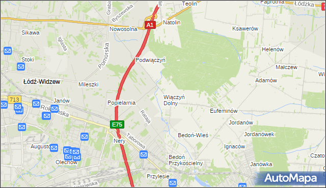 mapa Wiączyń Dolny, Wiączyń Dolny na mapie Targeo