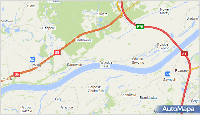 mapa Wiąskie Piaski, Wiąskie Piaski na mapie Targeo