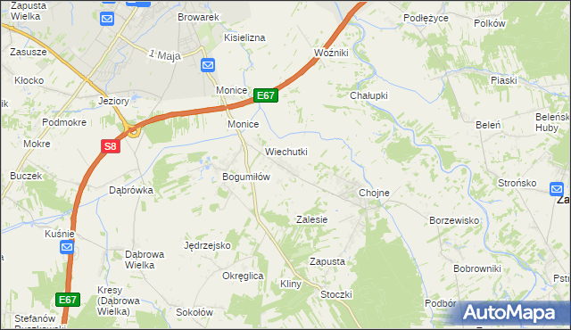 mapa Wiechucice, Wiechucice na mapie Targeo
