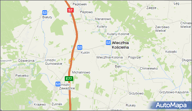 mapa Wieczfnia-Kolonia, Wieczfnia-Kolonia na mapie Targeo