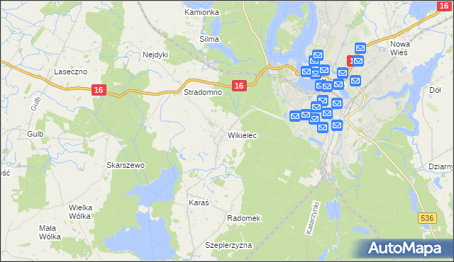 mapa Wikielec gmina Iława, Wikielec gmina Iława na mapie Targeo