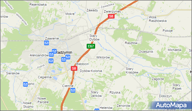 mapa Wiktorów gmina Radzymin, Wiktorów gmina Radzymin na mapie Targeo