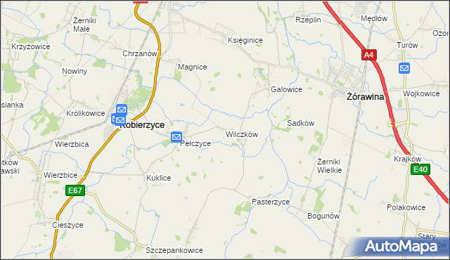 mapa Wilczków gmina Żórawina, Wilczków gmina Żórawina na mapie Targeo
