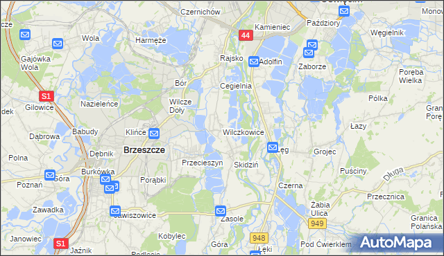 mapa Wilczkowice gmina Brzeszcze, Wilczkowice gmina Brzeszcze na mapie Targeo