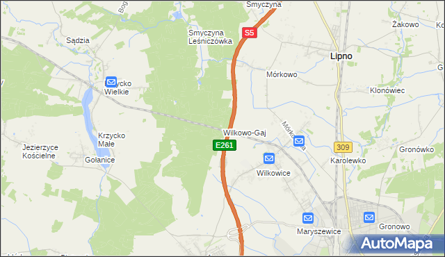 mapa Wilkowo-Gaj, Wilkowo-Gaj na mapie Targeo