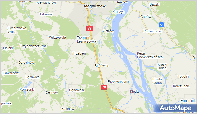 mapa Winduga gmina Magnuszew, Winduga gmina Magnuszew na mapie Targeo