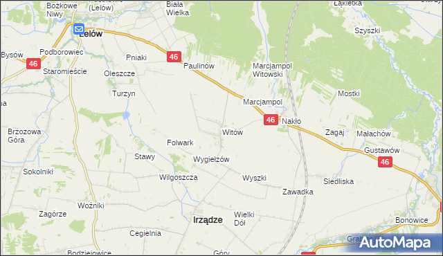 mapa Witów gmina Irządze, Witów gmina Irządze na mapie Targeo