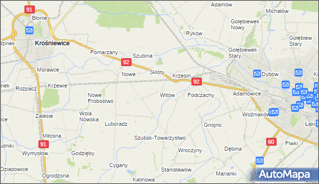 mapa Witów gmina Krośniewice, Witów gmina Krośniewice na mapie Targeo