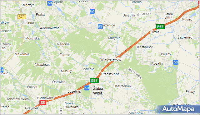 mapa Władysławów gmina Żabia Wola, Władysławów gmina Żabia Wola na mapie Targeo