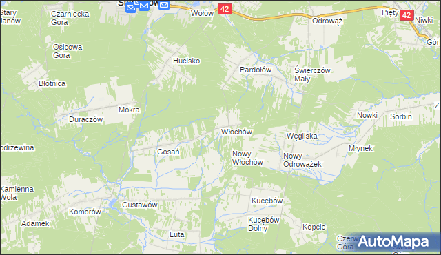 mapa Włochów gmina Stąporków, Włochów gmina Stąporków na mapie Targeo