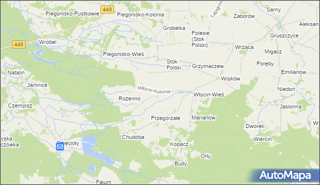 mapa Włocin-Kolonia, Włocin-Kolonia na mapie Targeo