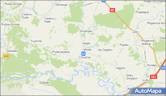 mapa Włodki gmina Mały Płock, Włodki gmina Mały Płock na mapie Targeo