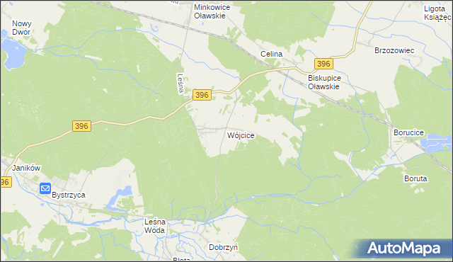mapa Wójcice gmina Jelcz-Laskowice, Wójcice gmina Jelcz-Laskowice na mapie Targeo