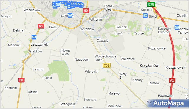 mapa Wojciechowice Duże, Wojciechowice Duże na mapie Targeo