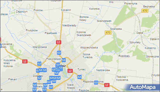 mapa Wojciechówka gmina Żelazków, Wojciechówka gmina Żelazków na mapie Targeo