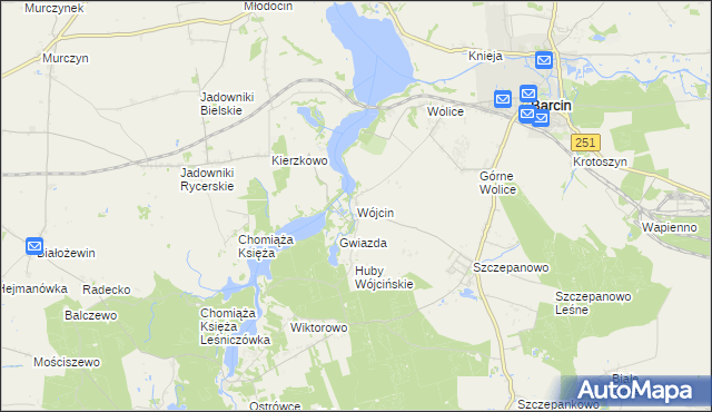 mapa Wójcin gmina Żnin, Wójcin gmina Żnin na mapie Targeo