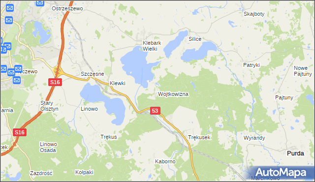 mapa Wojtkowizna, Wojtkowizna na mapie Targeo