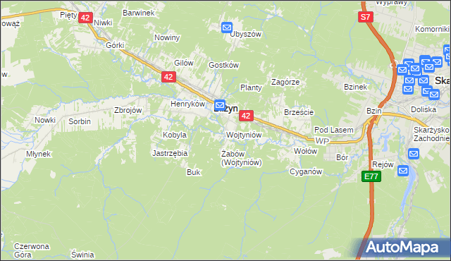 mapa Wojtyniów, Wojtyniów na mapie Targeo