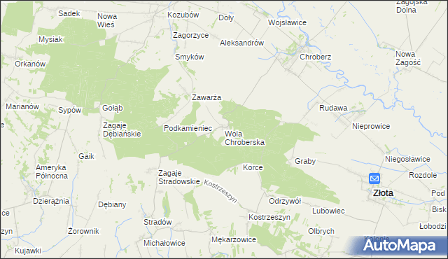 mapa Wola Chroberska, Wola Chroberska na mapie Targeo