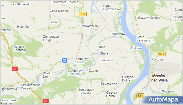 mapa Wola Pawłowska gmina Solec nad Wisłą, Wola Pawłowska gmina Solec nad Wisłą na mapie Targeo