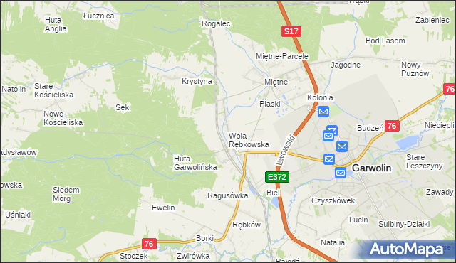 mapa Wola Rębkowska, Wola Rębkowska na mapie Targeo