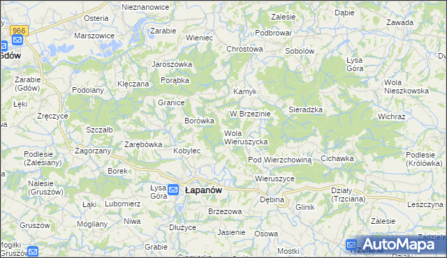 mapa Wola Wieruszycka, Wola Wieruszycka na mapie Targeo