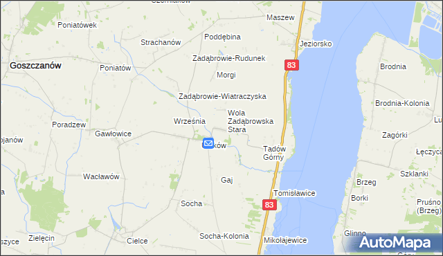 mapa Wola Zadąbrowska, Wola Zadąbrowska na mapie Targeo