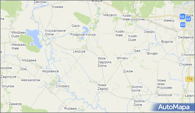 mapa Wola Zagojska Dolna, Wola Zagojska Dolna na mapie Targeo