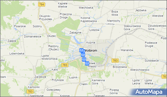 mapa Wolbrom, Wolbrom na mapie Targeo