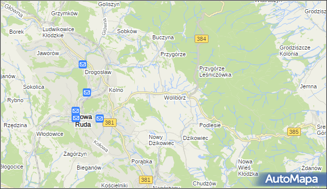 mapa Wolibórz, Wolibórz na mapie Targeo