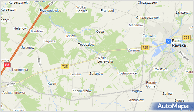 mapa Wólka Lesiewska, Wólka Lesiewska na mapie Targeo