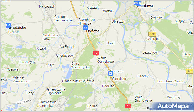 mapa Wólka Ogryzkowa, Wólka Ogryzkowa na mapie Targeo