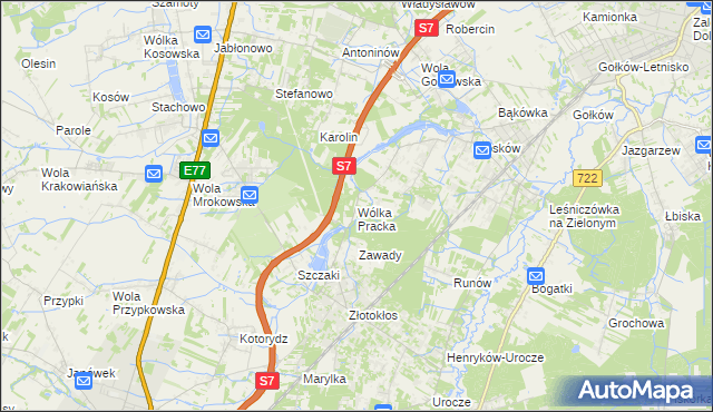 mapa Wólka Pracka, Wólka Pracka na mapie Targeo