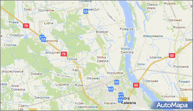 mapa Wólka Załęska gmina Góra Kalwaria, Wólka Załęska gmina Góra Kalwaria na mapie Targeo