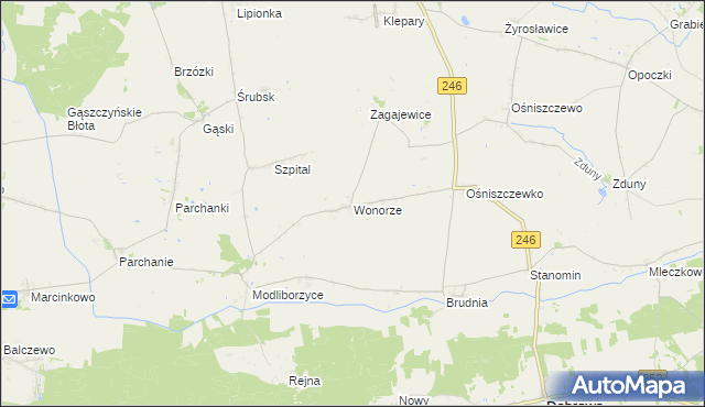 mapa Wonorze, Wonorze na mapie Targeo