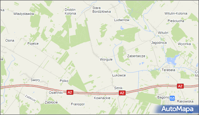 mapa Worgule, Worgule na mapie Targeo