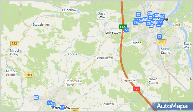 mapa Wrociszów, Wrociszów na mapie Targeo