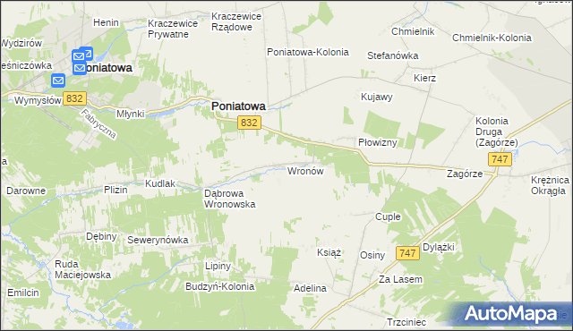 mapa Wronów gmina Bełżyce, Wronów gmina Bełżyce na mapie Targeo