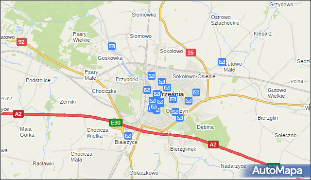 mapa Wrześni, Września na mapie Targeo